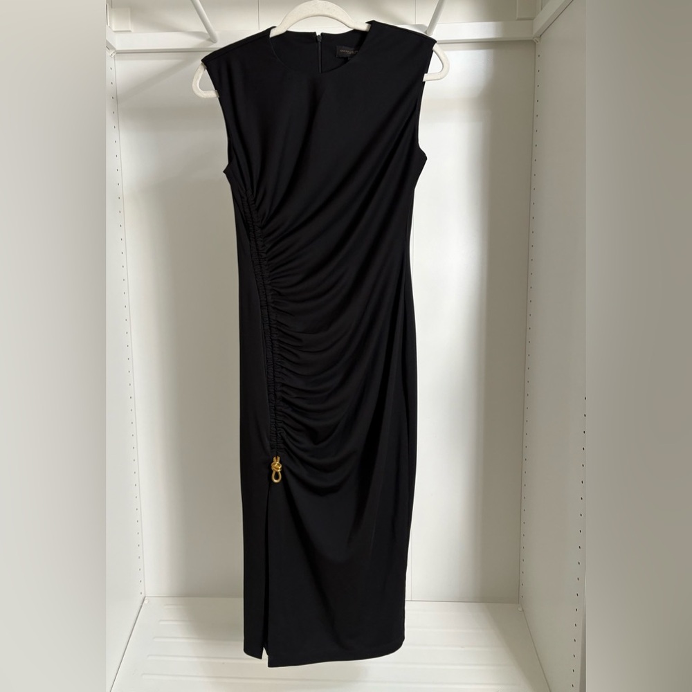 Donna Karan Black Ruched Midi Dress - Picture 3 of 4